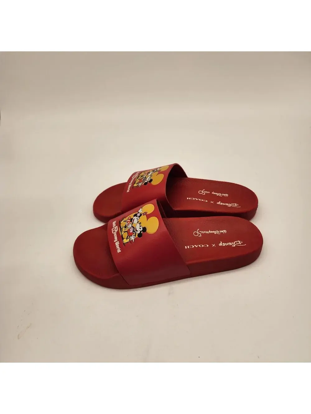 New Coach x Disney Slide Red Mickey Mouse And Minnie Mouse Disney World 7
